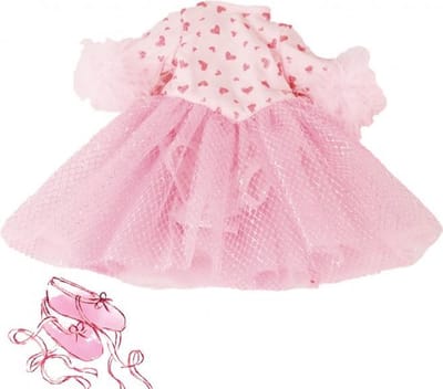 Götz poppenkleertjes balletjurk met tule en veertjes voor babypop van 42-46cm