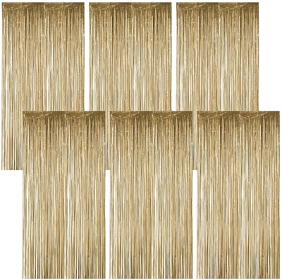 Allecto - Lametta Gordijnen - Glitter Decoratie - Goud - Feestdecoratie - Achtergronddecoratie voor Verjaardag en Kerst - 6 Stuks 1M X 20M