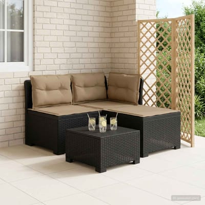 vidaXL - 3-Zits - Tu - bank - met - Kussens - Rattan - Look - 3-zits - PP - Antraciet
