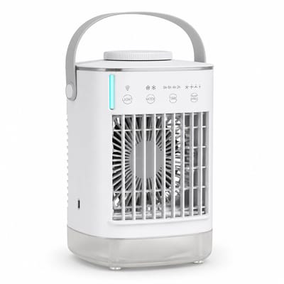 Mobiele Airco - 5-in-1 Luchtkoeler - Draagbare Aircooler met Luchtbevochtiger en Nachtlamp - 4 Snelheden - Timer - Voor Thuis en Kantoor - Wit