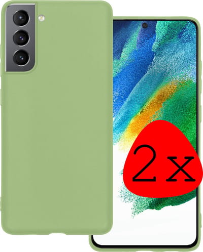 Hoesje 2 Stuks - Geschikt voor Samsung Galaxy S21 FE - Sterk & Shockproof - Case Siliconen - Back Cover - Telefoon Hoes - Groen