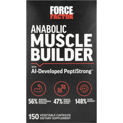 Force Factor, met PeptiStrong ontwikkeld door kunstmatige intelligentie en 150 vegetarische capsules