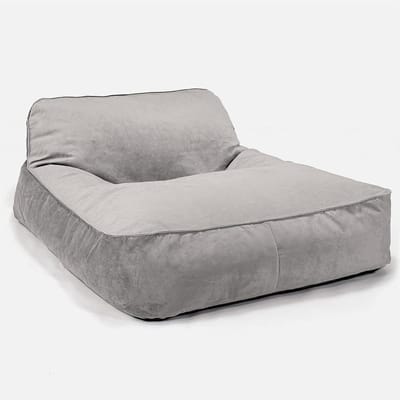 Fluwelen Zitzak - Daybed Lounger Chaise - Ontspannen Languit - Dubbele Ritssluiting Kindveilig - 110x135cm - Zilver