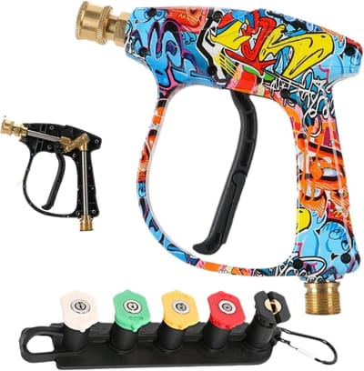 Sproeier Slang Mondstuk - Hogedruk Spuit - Buiten Reinigen - Duurzaam Messing - 23 cm - Zwart
