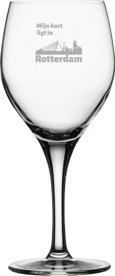Gegraveerde Rode wijnglas 42,5cl Rotterdam