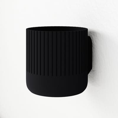 Fleuriek - Bloempot voor aan de muur Zwart - Japandi hangpot binnen voor plantenwand, Decoratieve plantenhangers - Kunststof plantenpot voor aan de wand - D12 cm