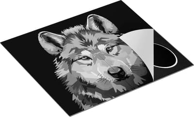 Chefcare Inductie Beschermer Gekleurde Wolvenkop - Wolf - Abstract - Zwart Wit - 60x50 cm - Afdekplaat Inductie - Kookplaat Beschermer - Inductie Mat