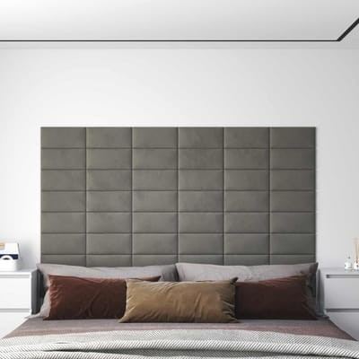 vidaXL - Wand - Hoofdbord - 12 - st - Lichtgrijs - Fluweel