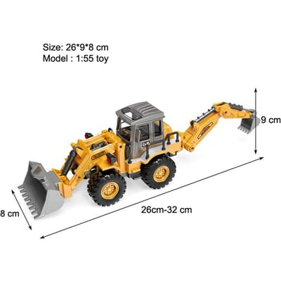 Voertuigmodel gegoten speelgoed: heftruck, bulldozer, graafmachine, torenkraan, bouwmachine, tractor voor jongens, legering + kunststof, traagheidsaandrijving