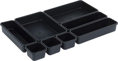 Lade Organizer Zwart Modulair 8 stuks - Ladeverdeler - Schuiflade Keukenkast Organizers - Bakjes - Opbergbakjes