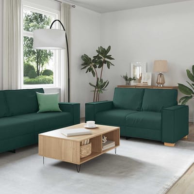 vidaXL - 2-delige - Loungeset - met - kussens - stof - donkergroen