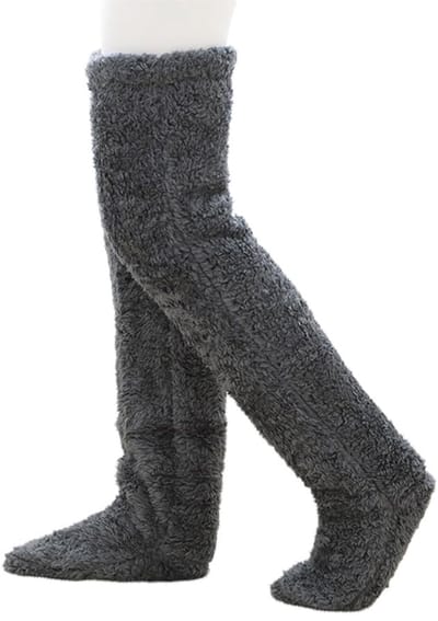 Dailygoods- Knuffelsokken Pluche - Overknee Sokken - Zacht - Thermische Sokken - Huissokken - Totale lengte 81 cm - Beenwarmers