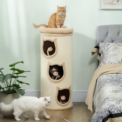REDOM - Kattenkrabpaal - sisal - meerdere niveaus - 96 cm Cream White