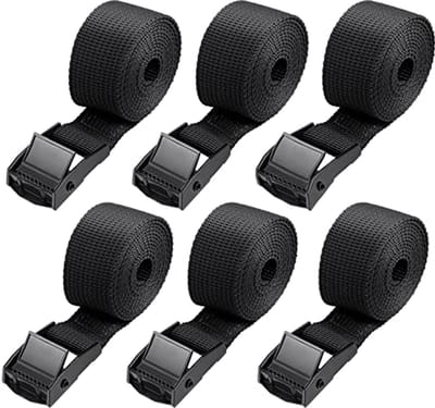 Dailygoods- Sjorbanden 1000 mm - 6 Stuks - Stevige Polyestervezel - Roestvrije Bevestigingsbanden - Antislip - Voor Fietsen/Bagage - Bevestigingsriemen