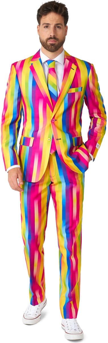 OppoSuits Rainbow Glaze - Heren Pak - Regenboog Outfit - Carnavalskleding - Meerkleurig - Maat EU 46