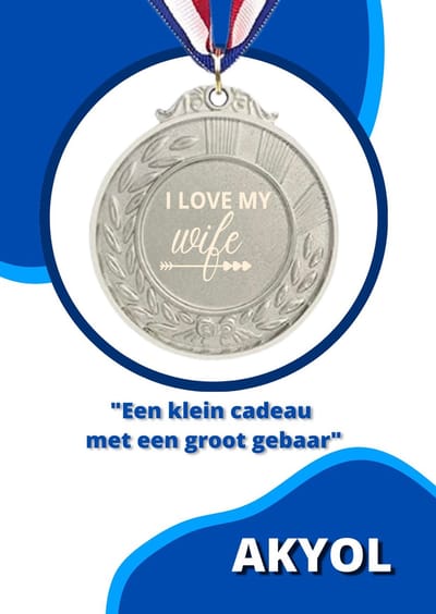 Akyol - i love my wife medaille zilverkleuring - Familie - echtgenote - cadeau