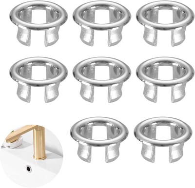 Set van 8 Ronde Overloopringen voor Gootsteen, Overloopdeksels voor Keuken en Badkamer, Verstelbare Waterafvoer Accessoires