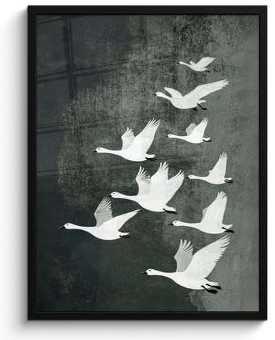 Poster in lijst - Fotolijst 60x80 cm - Posters - Vogel - Japandi - Groen - Posterlijst zwart - Decoratie - Wanddecoratie woonkamer - Muurdecoratie slaapkamer