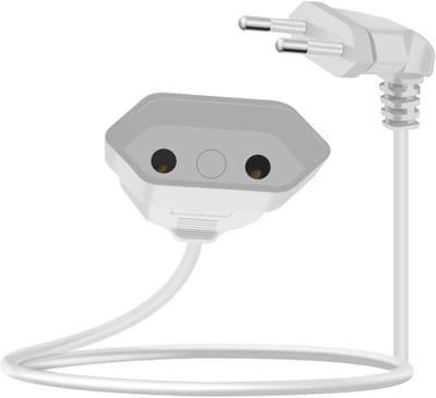 Verlengkabel Eurostekker - Korte Kabel - Huishoudelijk Apparaat - 90 Graden Hoek - 2 Meter - Wit