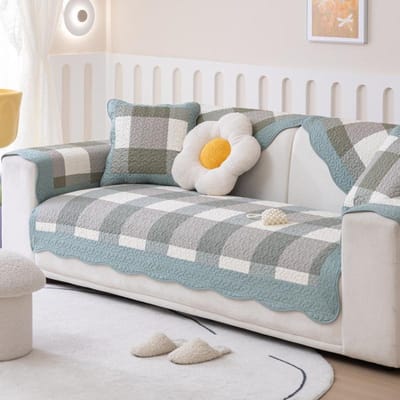 Noordse Ruit Sofa Hoes voor Woonkamer Antislip Katoen Bankhoes Huisdieren Kinderen Universele Sofa Mat Bank Handdoek Woondecoratie A 70x70cm 1pc