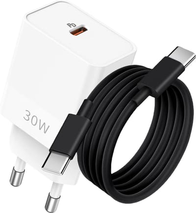 Razendsnelle USB-C Power Adapter met Nylon USB-C Oplaadkabel 2 Meter - Super Fast en Quick Charge 4.0 - Voor GSM, Tablet, Laptop, Telefoon