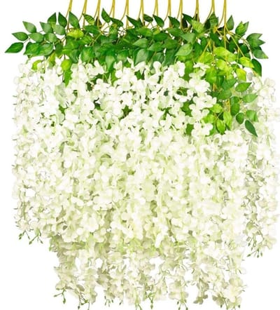 Dailygoods- Blauweregen Slinger 12 Stuks - Kunstbloemen - Zijde/Nepbloemen - Decoratie Binnen/Buiten - Bruiloft/Feest - Felpaarse Kleur