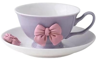 Koffiekopjesset met schotel - 200 ml keramische mok met strik en handvat