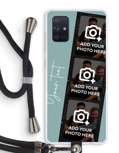 Gepersonaliseerd - Case Company® - Hoesje met koord geschikt voor Samsung Galaxy A71 hoesje met Koord - Filmrol N°1 - Telefoonhoesje met Zwart Koord - Bescherming aan alle Kanten en Over de Schermrand