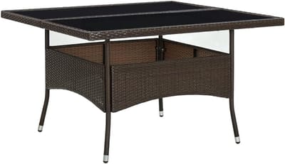 Tuin Eettafel - Buitenmeubel - Dineren in de tuin - Polyrotan gehard glas - 120 x 120 x 75 cm