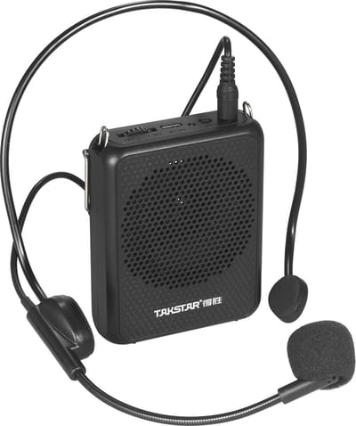 Draagbare Stemversterker - Speaker Microfoon - Lesgeven Presenteren - 8W Hoog Vermogen - 92 x 72.5 x 25 mm - Zwart