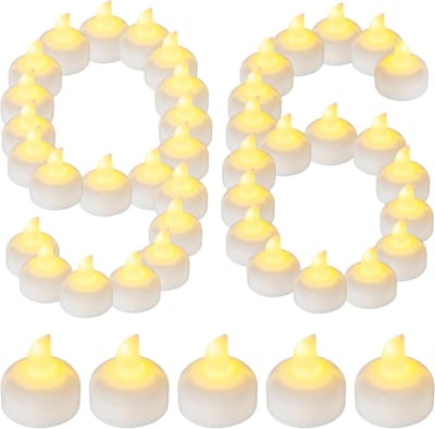 96 Stuks Waterdichte Drijvende LED Theelichtjes Warm Wit Vlamloos