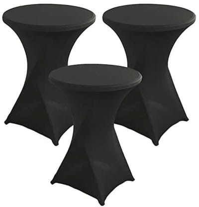 Set van 3 stretch statafelhoezen voor bistrotafels, onderhoudsvriendelijk en sneldrogend, zwart, Ø 60/80 cm