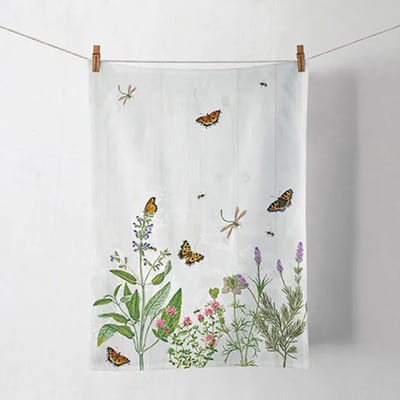 Ambiente Kitchen towel Herb garden – set van 2 theedoeken 50x70 cm – 100% katoen – kruiden en botanisch design