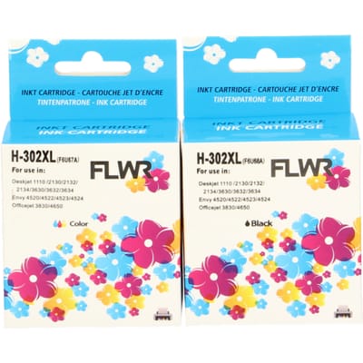 FLWR - Inktcartridge / 302XL / Zwart & Kleur 2-pack - Geschikt voor HP