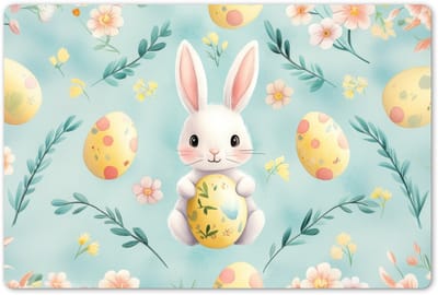 Placemats 45x30 cm - Placemat kunststof - 1 stuk - Konijn - Eieren - Takjes - Borden onderleggers - Decoratie voor op tafel - Keuken tafeldecoratie accessoires - Vinyl onderlegger - Tafelversiering