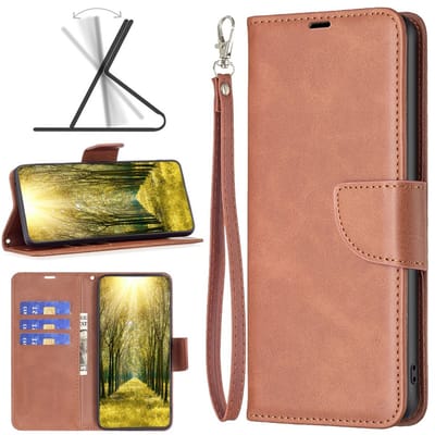 MobyDefend Hoesje - Geschikt voor Oppo Reno15 F / Oppo Reno15 FS - Wallet Book Case Met Koord - Bruin