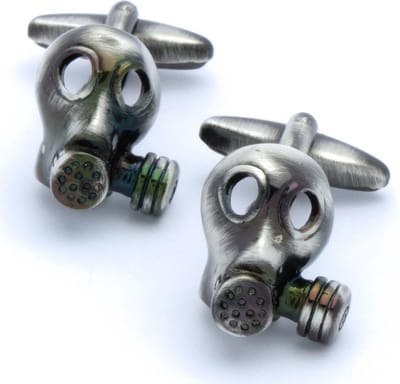 Manchetknopen - Gasmasker Donker Zilver