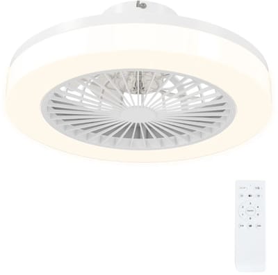 Plafondventilator met Verstelbare LED Verlichting, Timer & Afstandsbediening - Plafond Lamp met Stille Ventilator - Plafonniere - LED 40W - 3000/6000K - Ø50 cm - 6 Snelheden - Wit