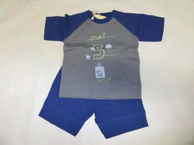 Petit bateau - Zomer pyjama - Jongen - Grijst / blauw - Sport -  6 jaar  114