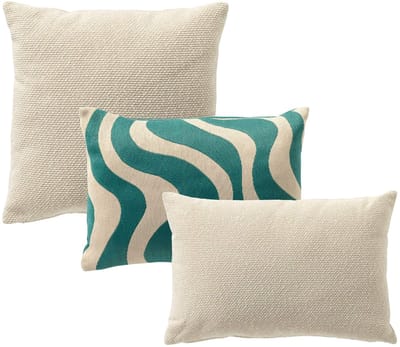 Dutch Decor - KUSSENSET - 3-delig - Pure Wave - 45x45 cm, 40x60 cm - inclusief binnenkussens - blauw, wit - Met Ritssluiting – Decoratie Kussens - Comfortabele kussentjes voor op de Bank