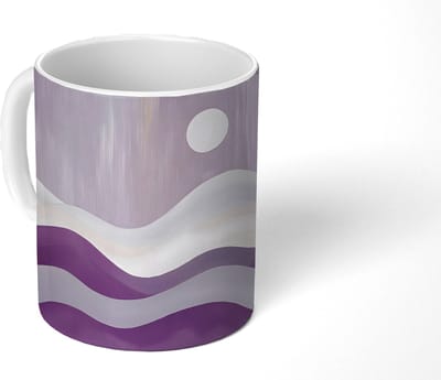 Mok - Koffiemok - Golven - Heuvels - Abstract - Paars - Mokken - 350 ML - Beker - Koffiemokken - Theemok