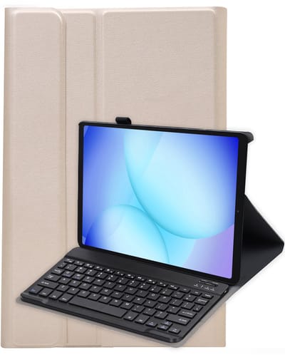 Hoes - Geschikt voor Samsung Galaxy Tab A11 - Toetsenbord Case - Keyboard Book Cover - Hoesje - Goud