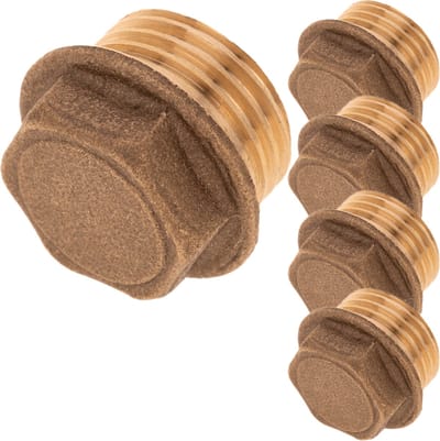 PrimeMatik - Pak van 5 stuks 1/2" mannelijke eindplug van verzinkt messing voor waterinstallaties