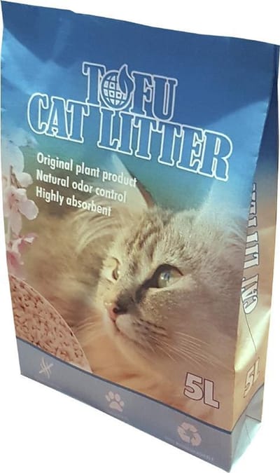 Tofu kattenbakvulling. 100% biologisch afbreekbaar. 5 Liter. Klontvormend. Regular Natural
