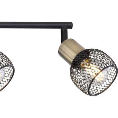 Globo Plafondlamp Fiastra, zwart/oudmessing 4-lamps