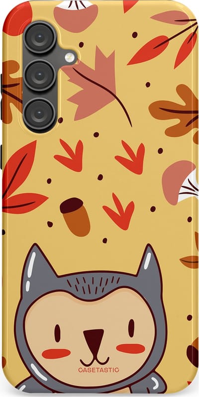 Casetastic hoesje geschikt voor Samsung Galaxy S23 FE - Dubbellaagse bescherming - Uil in het woud - Fashion Case - Goud Terracotta Zand Rood