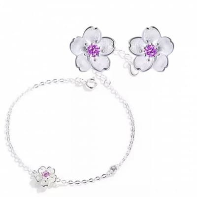 2-Delig-Zilver-Ilse-Armband-Oorbellen-Paars- Charme Bijoux
