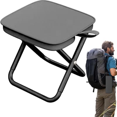 Campingstoel - Vouwstoel - Opvouwbare kruk - Visstoel - Visstoel - Extra sterke opbergstoel - 600D Oxford-doek en koolstofstaal - Opbergtas - 28*26*23 cm - Zwart