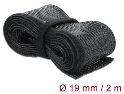 Delock Braided Sleeving with Hook-and-Loop Fastener 2 m x 19 mm black