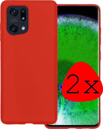 Hoesje 2 Stuks - Geschikt voor OPPO Find X5 - Sterk & Shockproof - Case Siliconen - Back Cover - Telefoon Hoes - Rood